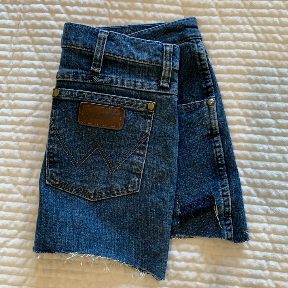 Genuine Wrangler brand! Adorable hand distressed shorts!